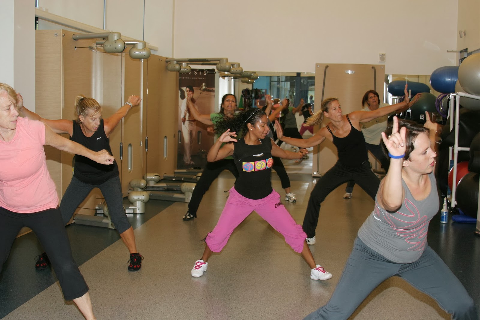 Upper Valley Aquatic Center Zumba hot pink hightops and having a blast!