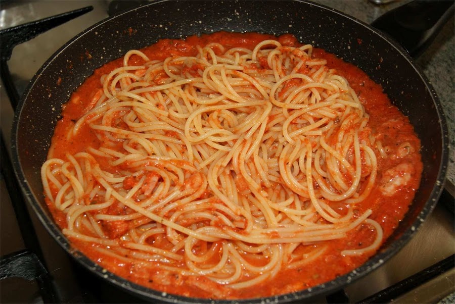 Spaguetti a la Bellini paso 4