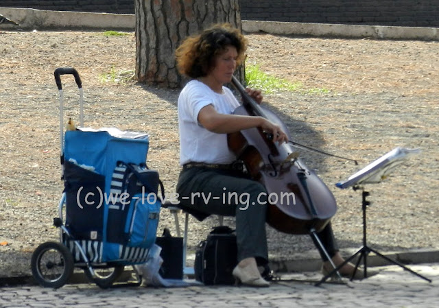 We could hear this musician as we wandered among the ruins in Rome 