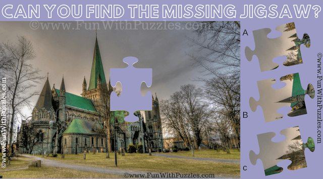 In this Jigsaw Puzzle, your challenge is to choose the missing Jigsaw Piece among the given three choices