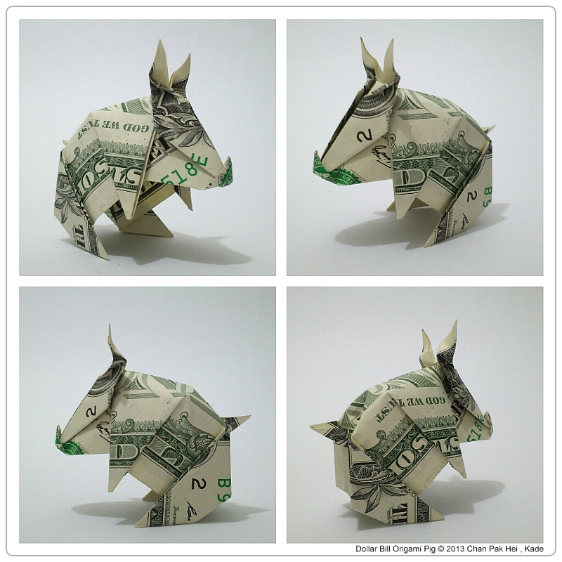 Kade Chan Origami Blog 香港摺紙工作室 (日誌) Dollar Bill Origami Pig 紙幣摺紙豬