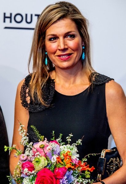 Queen Maxima attended premiere of 'Gurre-Lieder' opera performed at Dutch National Opera and Ballet. Natan Dress and Christian Louboutin pumps