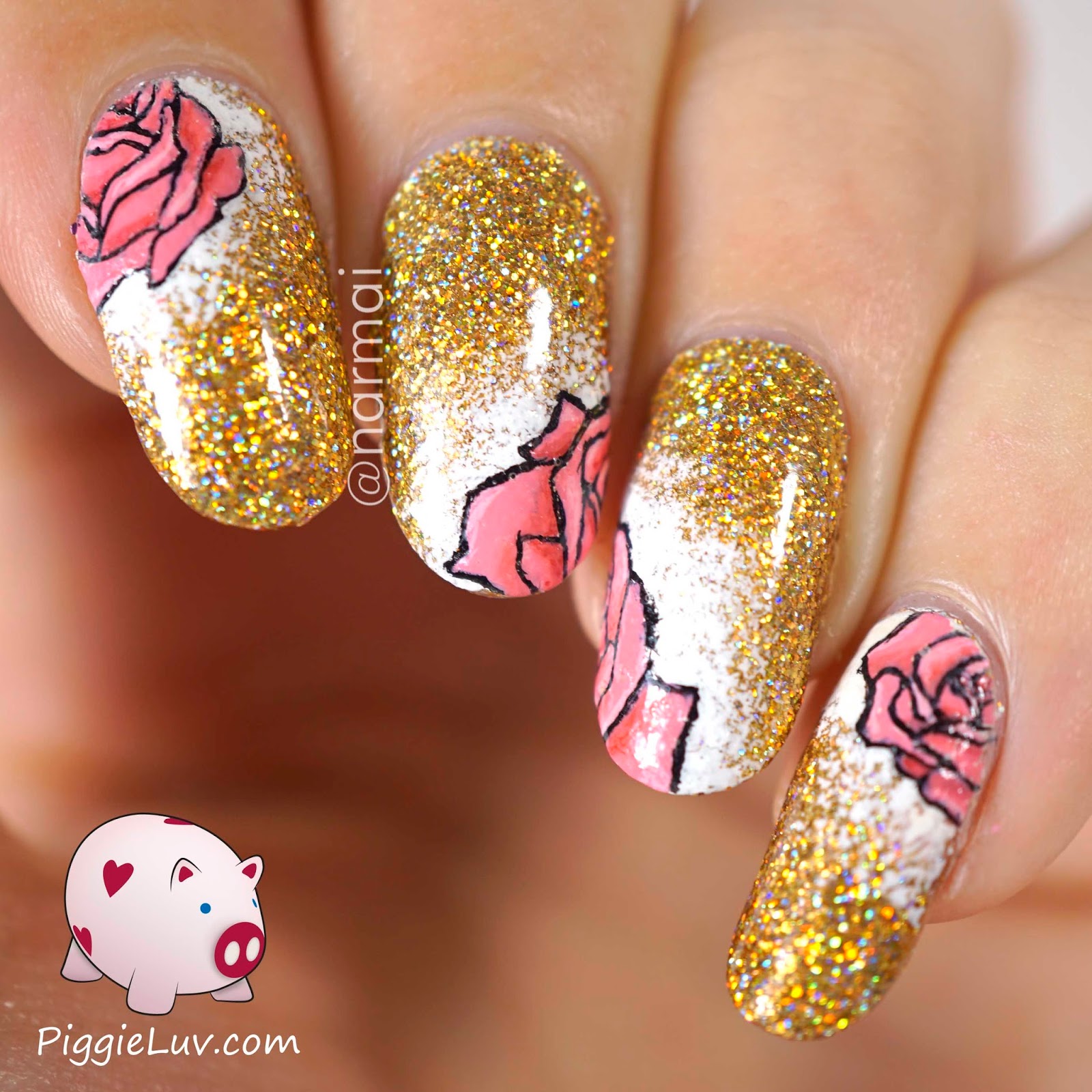 Burnt orange and gold glitter nails  Gold glitter nails, Pink glitter  nails, Orange nail designs