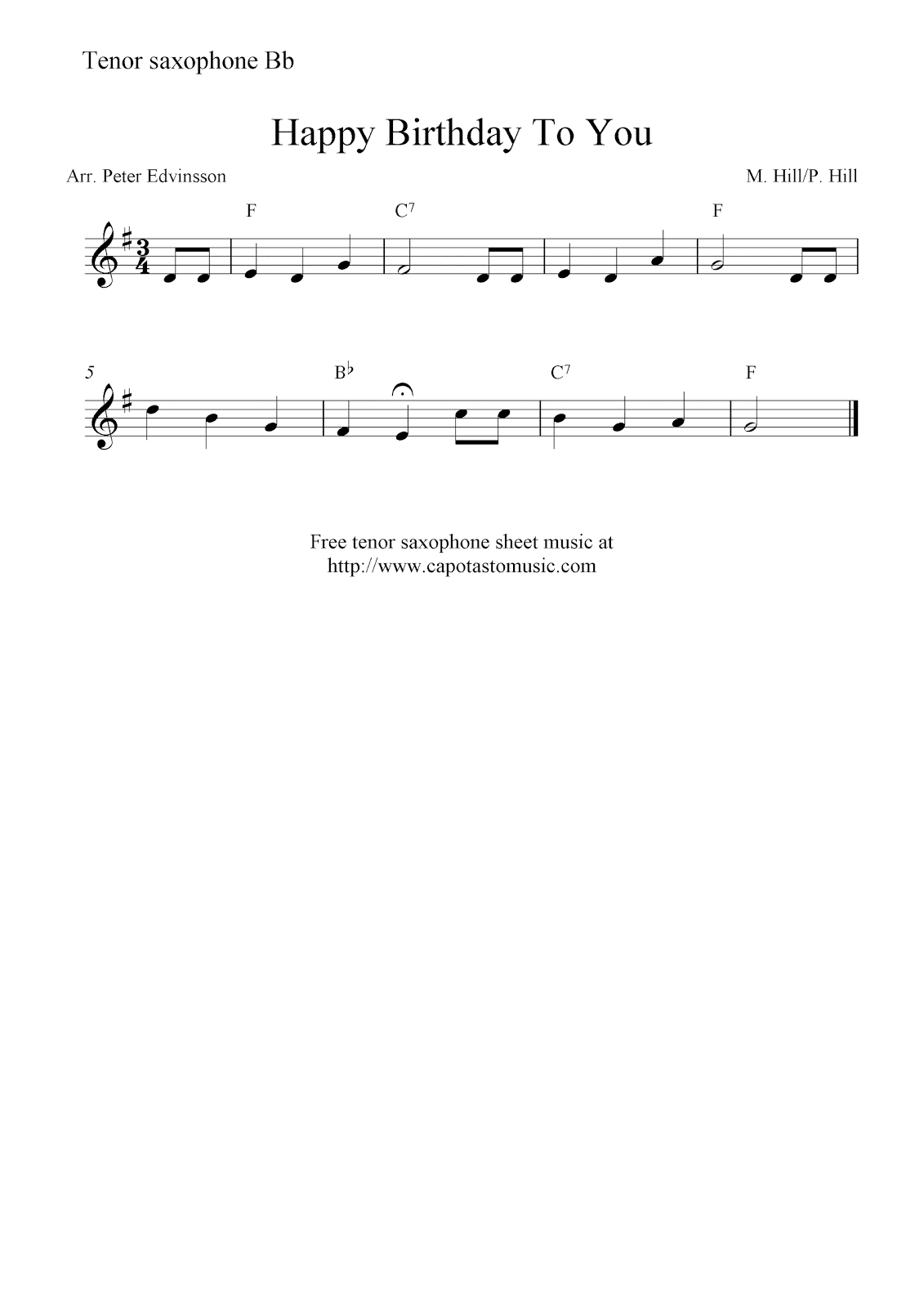 Free Printable Sheet Music Free Tenor Saxophone Sheet Music Happy Birthday To You