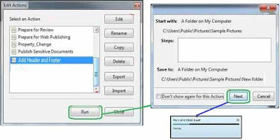 Action Perform for add header and footer