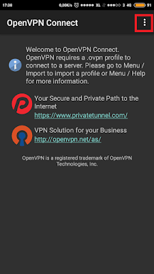 Tampilan awal openvpn connect