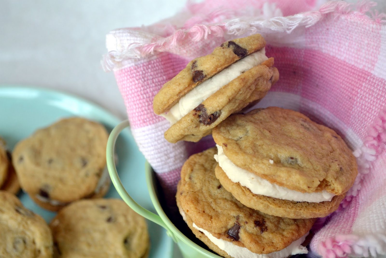 What Katie's Baking Chocolate Chip Cookie Sandwiches with Cream Filling
