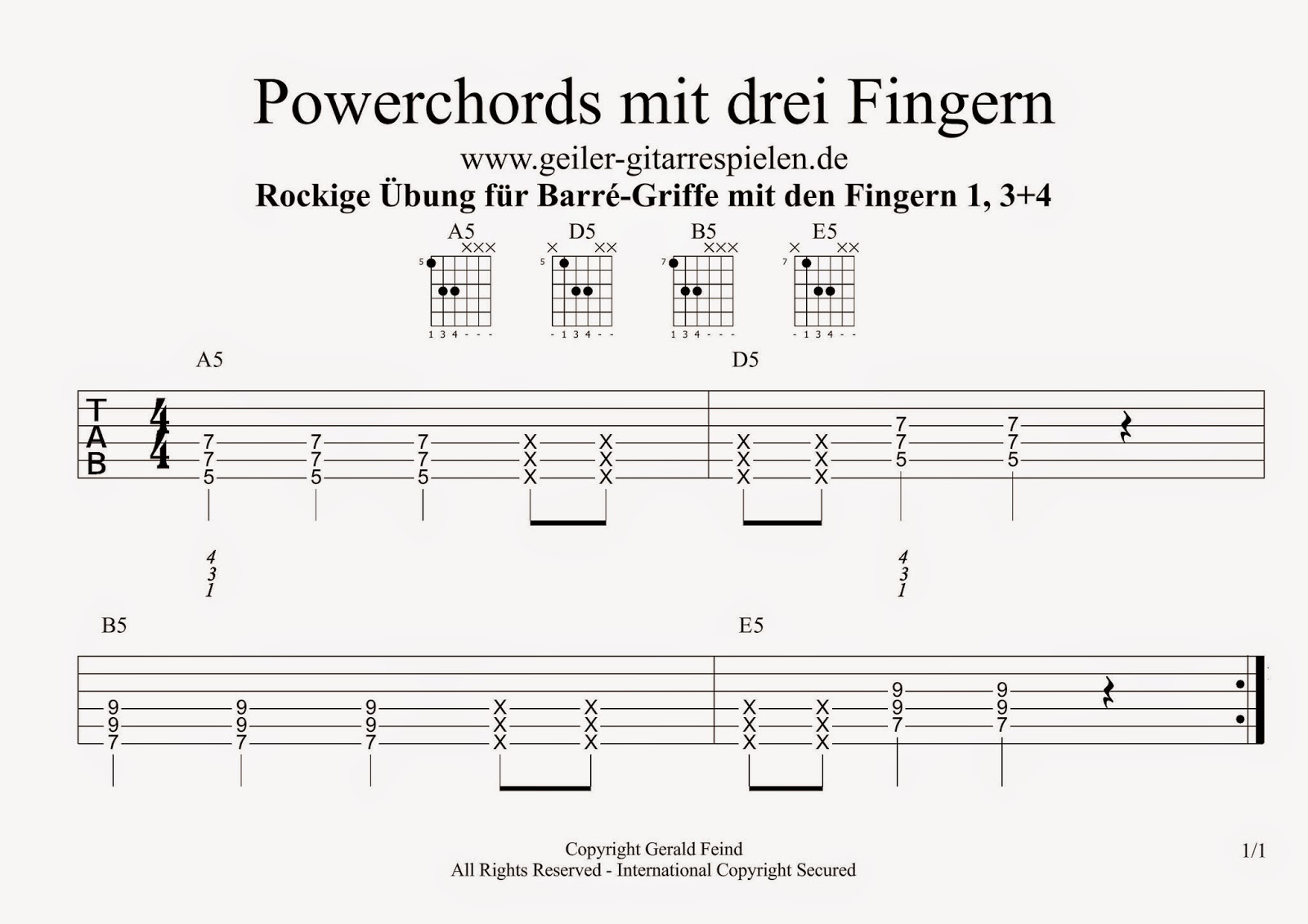 Barré Griffe üben mit Powerchords Die GitarrenSeite
