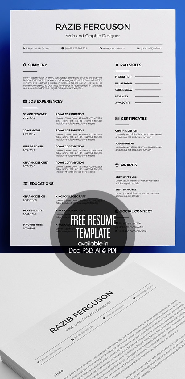 20 Template CV Format Word Gratis - Free Resume Template available in Doc, PSD, AI & PDF