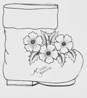desenho bota de natal com flores para pintar