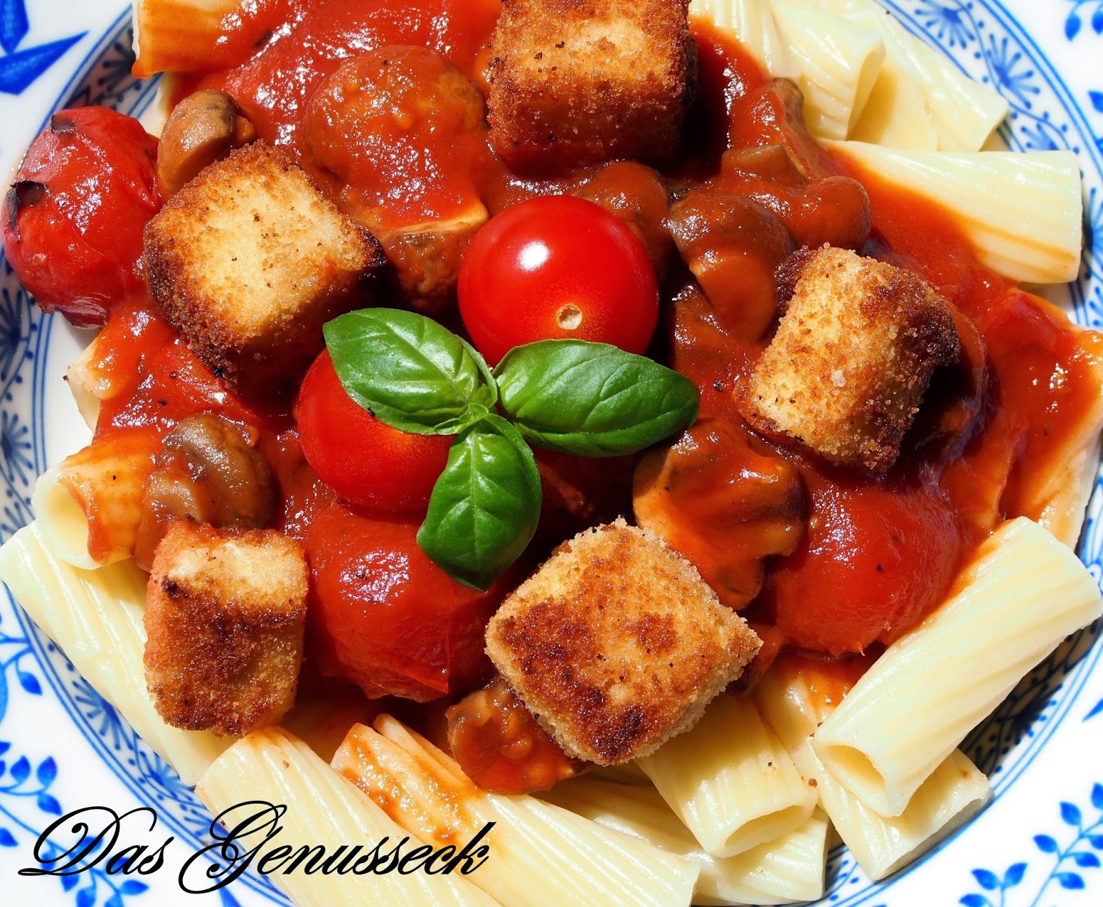Das Genusseck: Tortiglioni in Tomatensauce mit Schmortomaten ...
