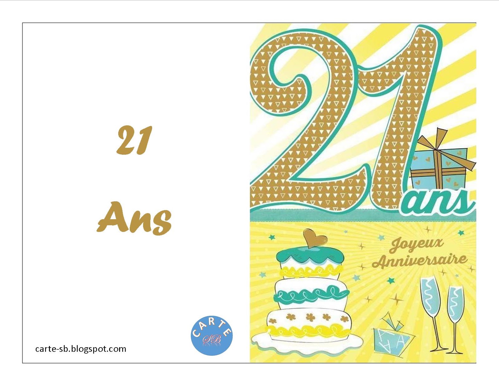 Carte gratuite à imprimer Carte anniversaire 21 ans à Carte gratuite à imprimer Carte anniversaire 21 ans à