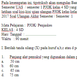 Soal-UKK-UAS-PJOK-Penjaskes-kelas-4-SD-Semester-1