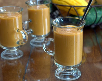 Pumpkin Smoothies, just five minutes and five pantry ingredients. Vegan, gluten-free. For Weight Watchers, #PP4. #BestRecipes of 2014 from #AVeggieVenture