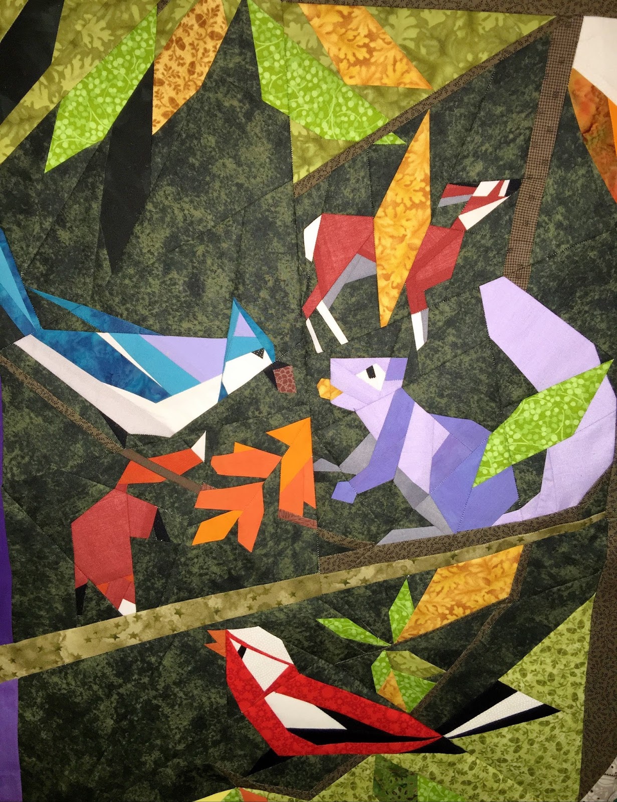 Abstract applique art quilt in blue teal by barbaraharmsfiberart