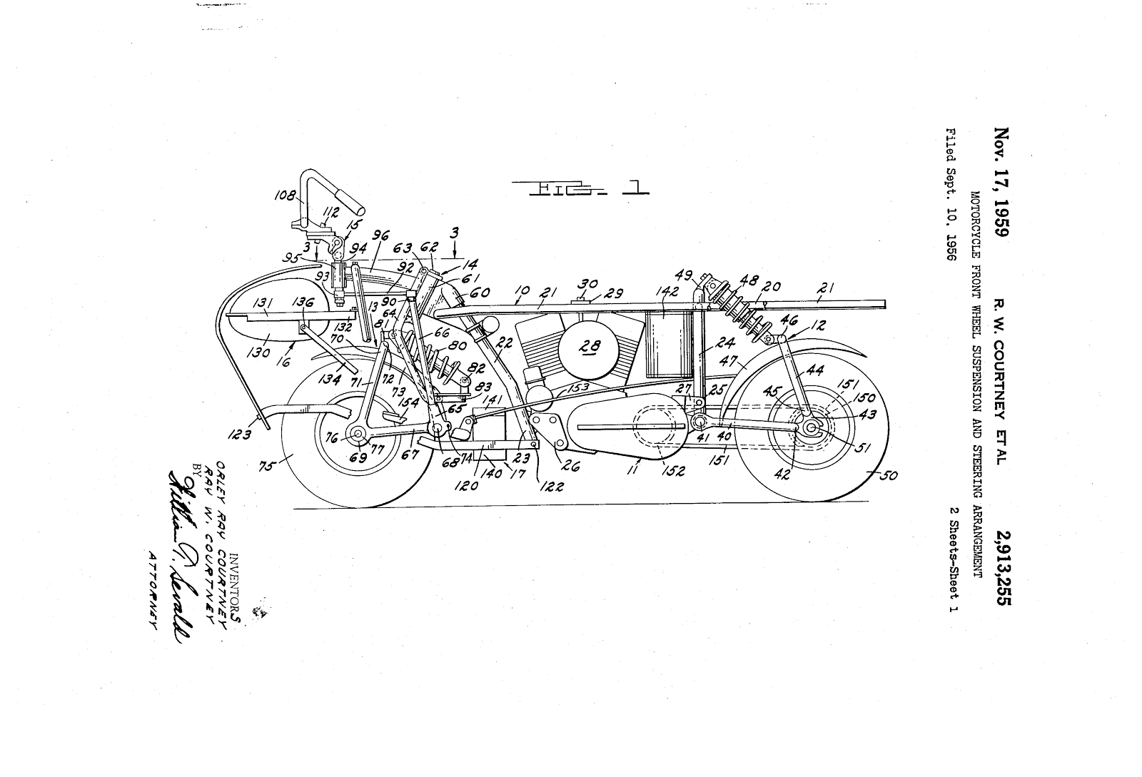 Courtney Enterprise motorcycle chassis patent