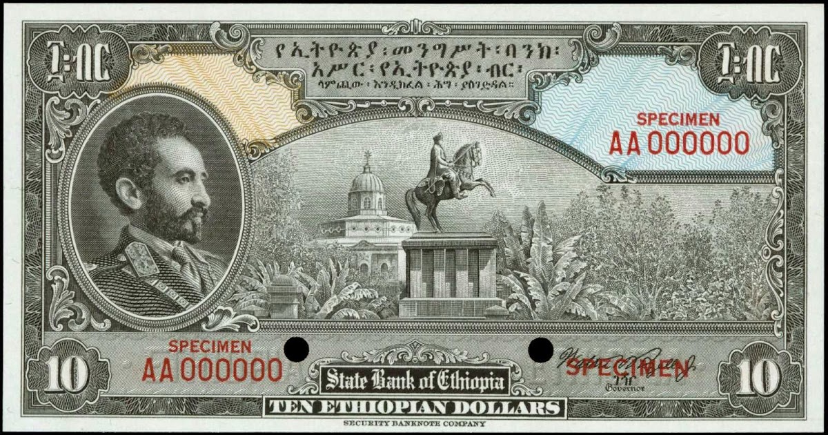 Ethiopia 10 Dollars banknote 1945 Emperor Haile Selassie|World ...