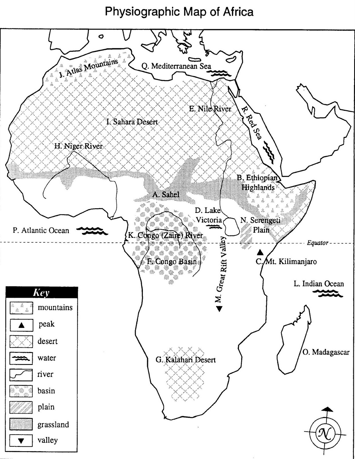 Map Of Africa With Physical Features Map