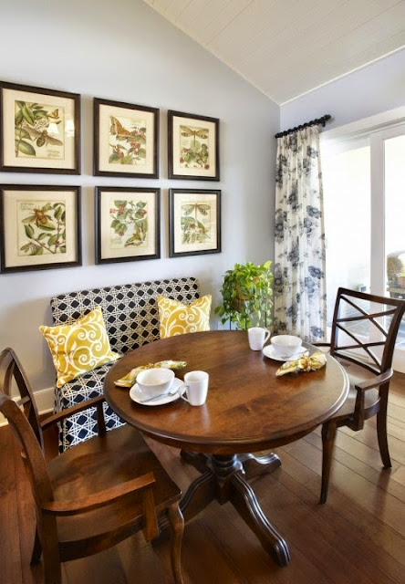 All About Vignettes: Design Musings--Sofa in the Dining Room