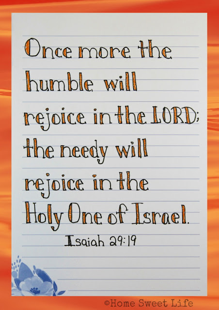 Scripture Writing, Isaiah 29:19, hand lettering