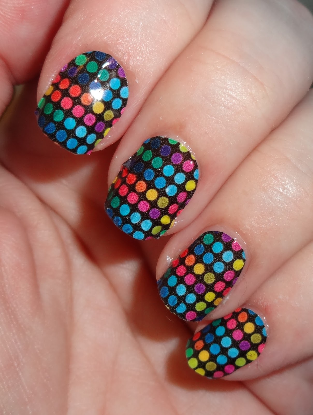 Wendy's Delights: YRNails Full Wrap Water Decals - Black & Colourful Spots