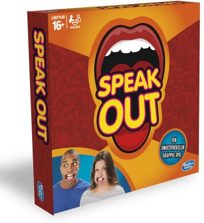 Speak Out spel. Praten met mondstuk in je mond