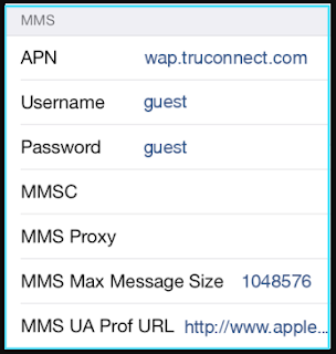 New TruConnect apn settings iPhone mms