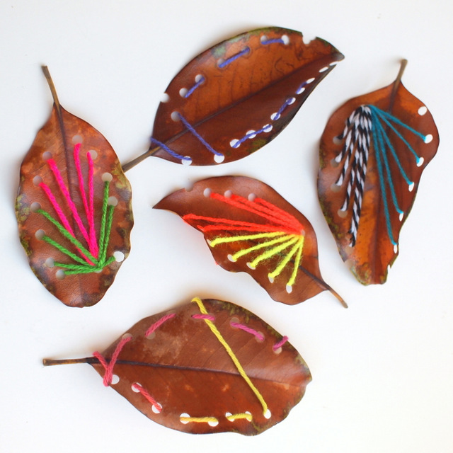 Leaf Sewing Project with kids