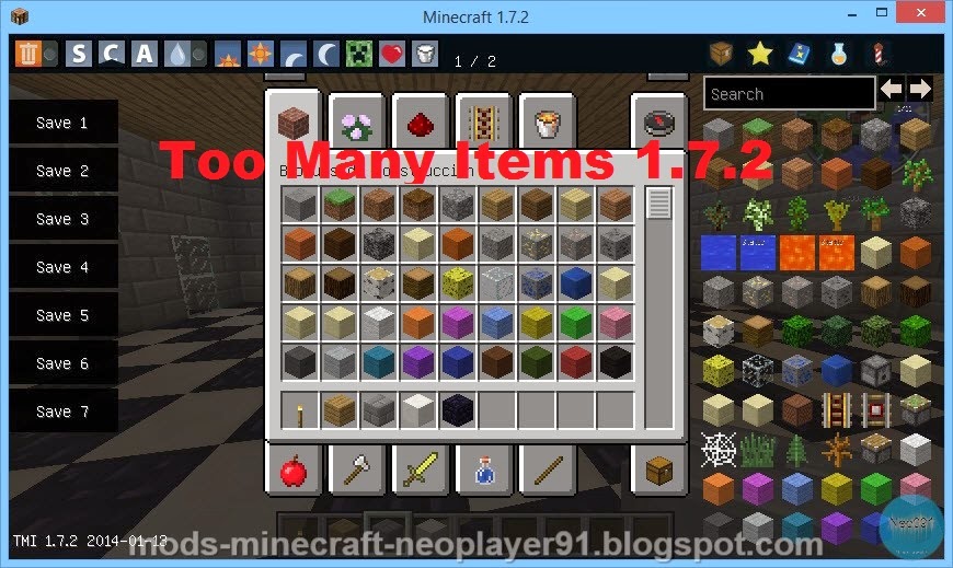 Too many Items Mod para minecraft 1.7.2 | Mods para Minecraft
