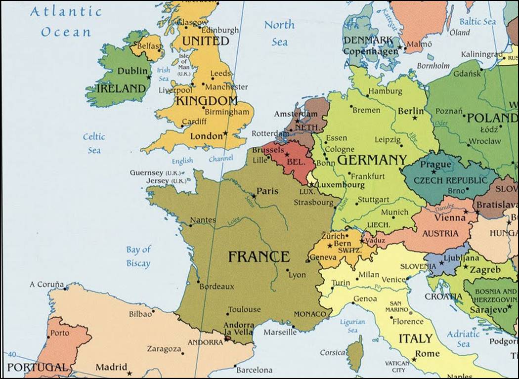 Kaart West-Europa: Kaart en kaart Benelux-unie
