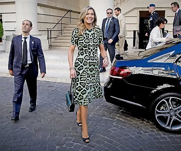 Queen Maxima wore GIVENCHY Leopard Print A-line Dress