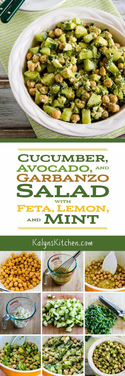 Cucumber, Avocado, and Garbanzo Salad with Feta, Lemon, and Mint