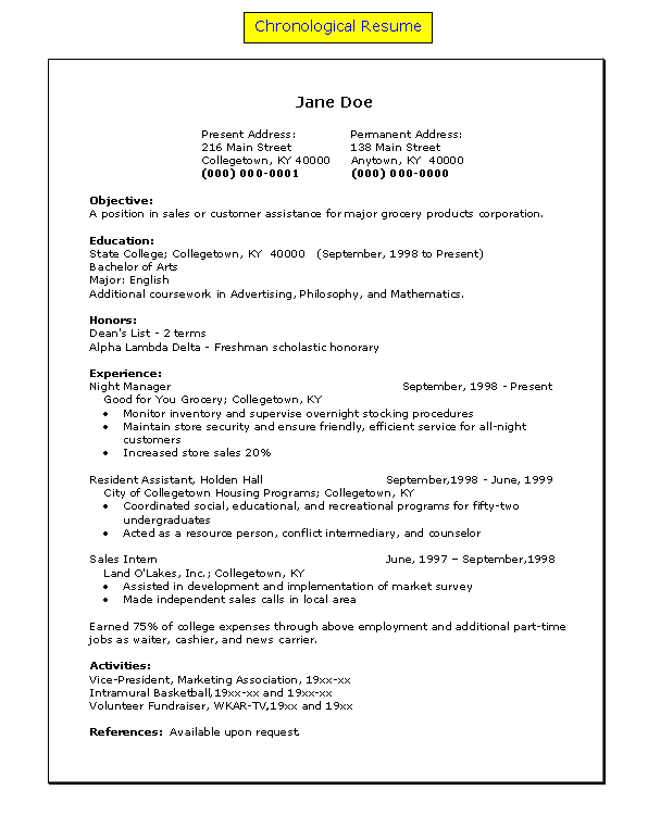 Order of contact information on resume