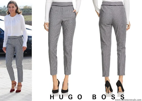 Queen Letizia wore Hugo Boss Alisana Striped Straight-Leg Pants