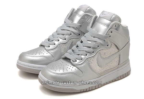 Animate Custom Shoes Sequin Silver Nike High Tops For -3597