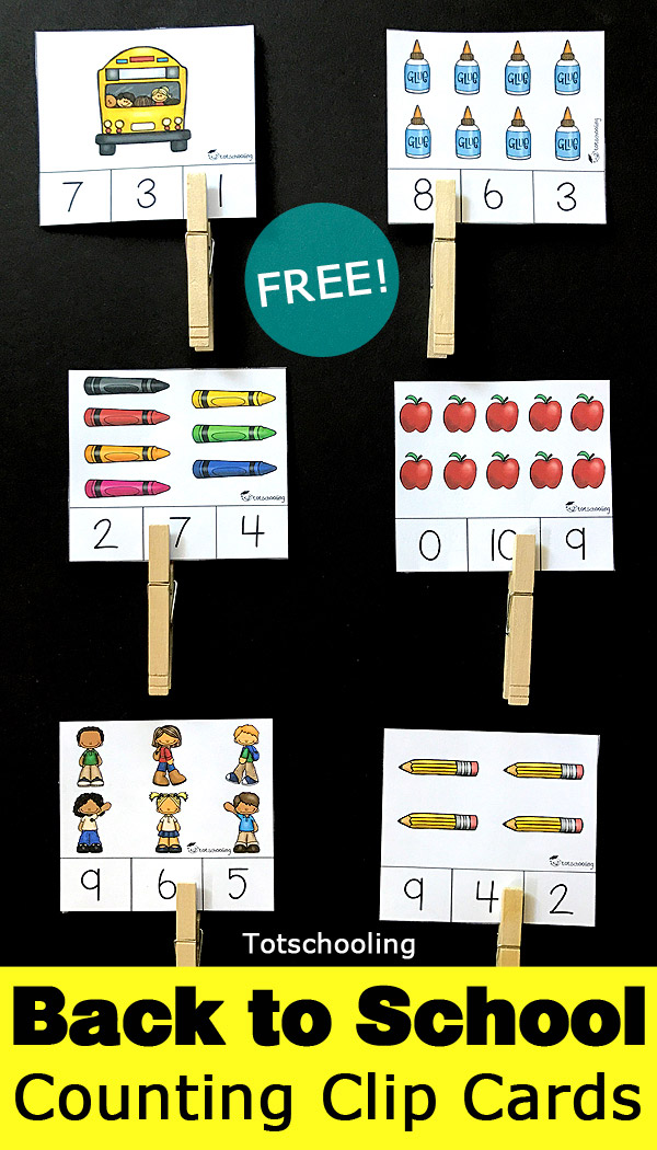 Back To School Counting Clip Cards Totschooling Toddler Preschool 
