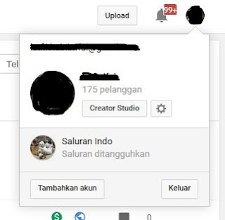 Saluran Youtube tiba - tiba Hilang