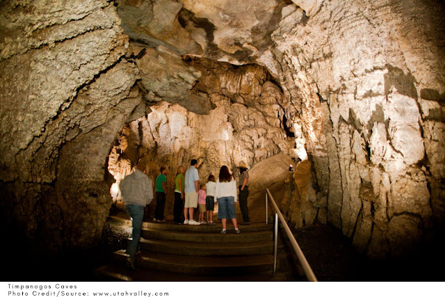 tour guide leading visitors through Timpanogos Caves