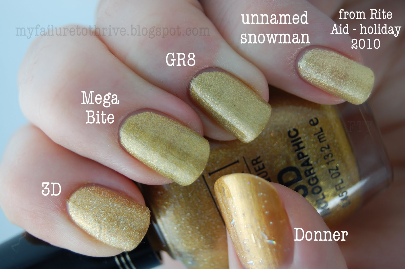 Failure to Thrive Gold Polish Comparison Swatches Part 1