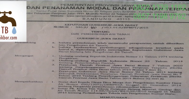 Contoh Surat Permohonan Izin Pembuatan Sumur Bor Berbagi