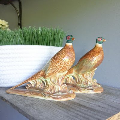 DIY Ceramic Pheasant Figurine Makeover - Before - One Mile Home Style