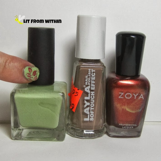 bottle shot:  Urban Outfitters Girrl Like You, Layla Softouch 11, and Zoya Channing
