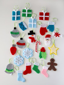 Felt advent calendar ornaments pattern