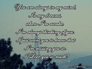 You are always in my mind, In my dreams, when I’m awake, I’m always thinking of you. I just want you to know that I’m missing you so. I Love you so much!