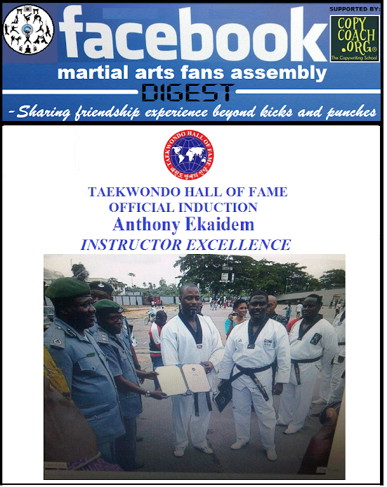 TAEKWONDO HALL OF FAME AWARD OF Instructor Excellence TO NIGERIAN BLACKBELT