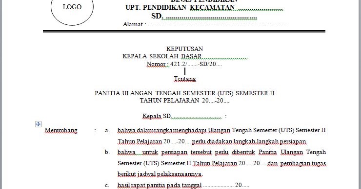 Contoh Sk Pembuatan Soal Uts  Soal Kita