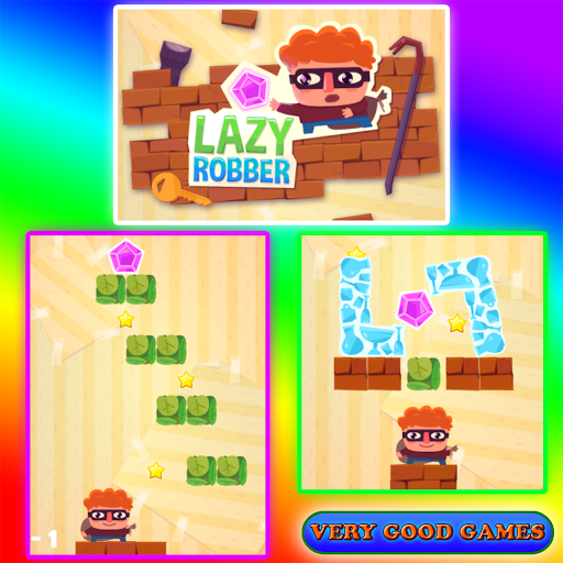 A banner for playing the free online puzzle Lazy Robber on the gaming blog Very Good Games