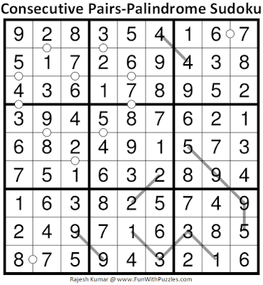 Answer of Consecutive Pairs-Palindrome-Hybrid Sudoku (Daily Sudoku League #224)