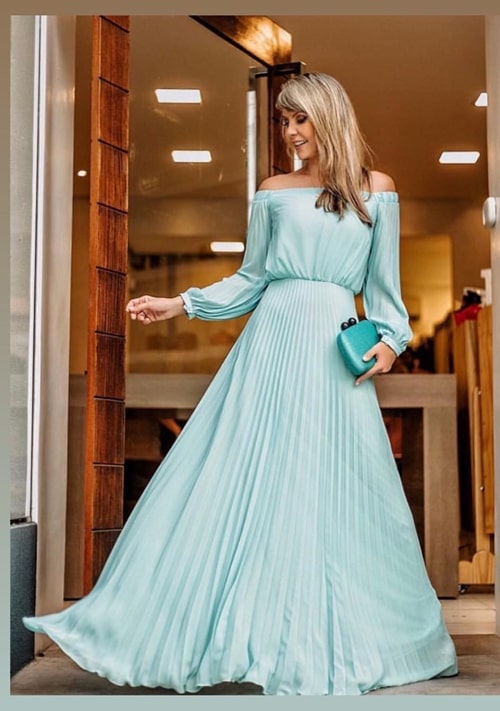 vestido plissado verde