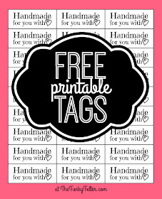FREE PDF printable craft tags or labels saying handmade with love by the funky felter